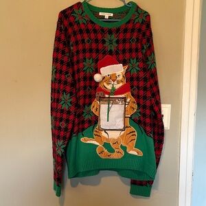Festive Cat Christmas Sweater - with drink pocket